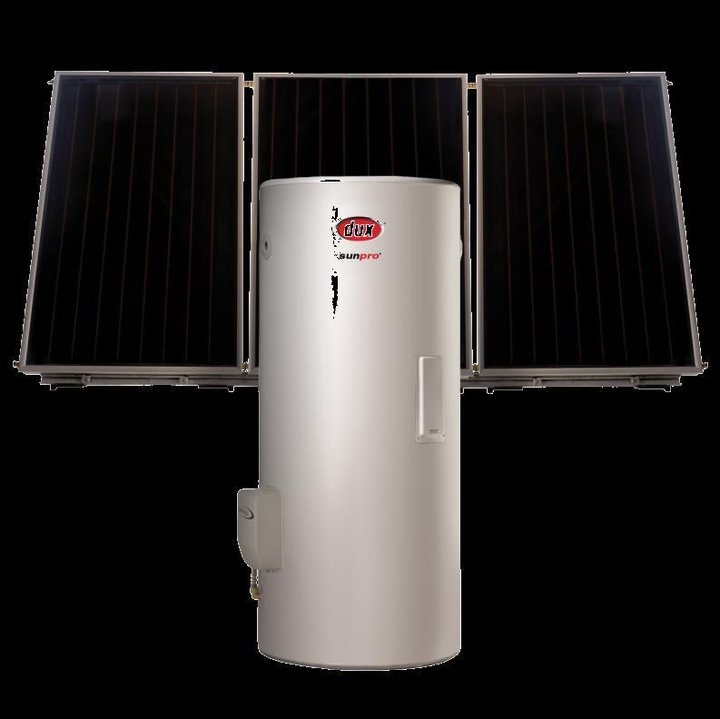 Solar Hot Water Sunpro 400L Electric Boosted For areas without reticulated natural gas access High performance electric boosted solar hot water system 3 x solar
