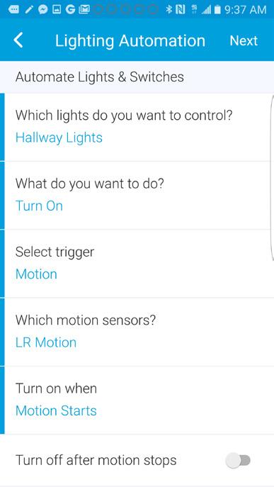 , select the motion sensors you want to trigger the lights, and press Done (fig. 6)