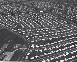 11.05. Making The Suburbs 3 Here we will consider the origins and culture of the Post-War, mass-produced, cookie cutter sitcom suburbs by looking at communities like Levittown, NY, and Lakewood, CA.