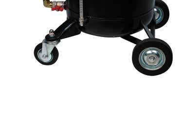 of fluid level Convenient drain valve easily adapts to most quick disconnect couplers Wheels & Casters Two 4" swivel casters and two 6" fixed wheels make this drain easy to move and position under a