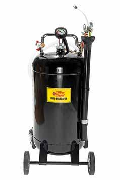Fluid evacuators remove used oil and other non-flammable fluids from almost any vehicle using compressed air and an on-board venturi vacuum process.