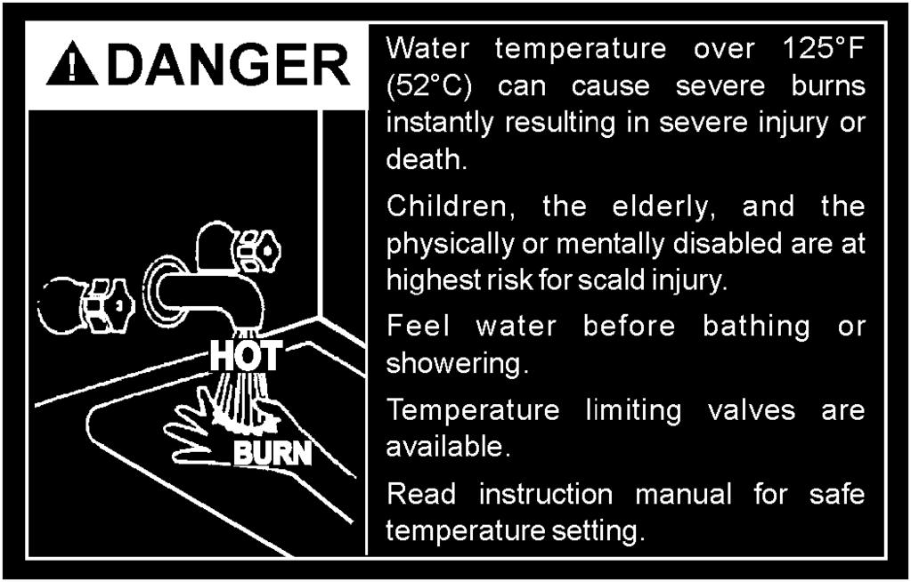 TEMPERATURE REGULATION FIGURE 35 It is recommended that lower water temperatures be used to avoid the risk of scalding.
