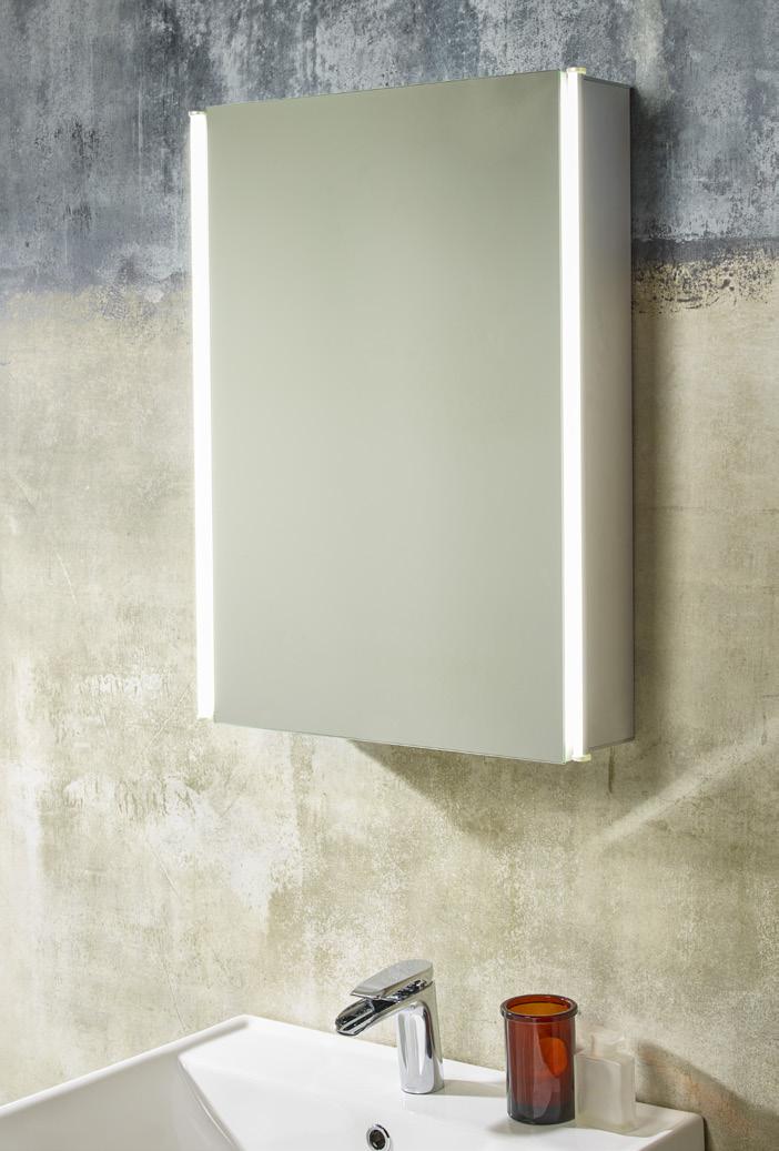 Cabinets Sleek Single Door Cabinet with Integrated LED Lighting Aluminium 490(w) x 650(h) x 136(d)mm SL44AL Sleek Double Door Cabinet with Integrated LED Lighting Aluminium 650(w) x 650(h) x 136(d)mm