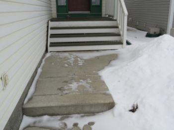 Snow limited the driveway inspection. Concrete cracks 2.