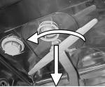 Cleaning the inside of the dishwasher: Regularly wipe the door seal and inside of the door with a damp cloth to remove any food residue. Upper spray arm: 1.