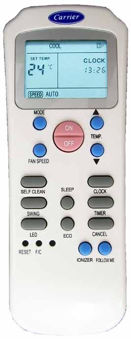 Hi Wall Split Systems Wireless Remote Control 18K - 24K Control Buttons 1 MODE selection button DISPLAY 2 Decrease temperature button 3 Increase temperature button 4 FAN SPEED selection button 5