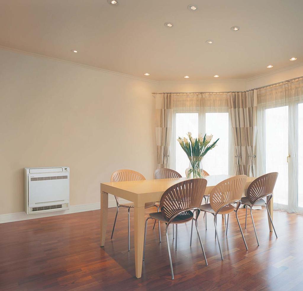 Floor-standing type Dual discharges to evenly distribute air across the whole room A space-saving