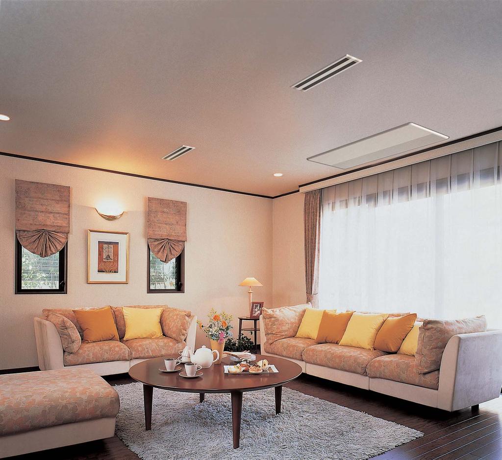 Ceiling-mounted built-in type Flexible air discharge unit to fit various forms of space This ceiling-mounted built-in air conditioner is highly flexible in installation.
