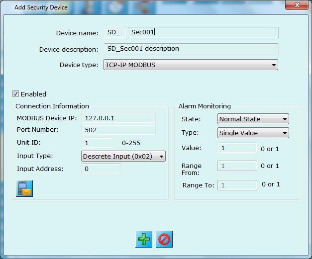 Configure Device Name any name you want to use for recognizing the device, Device Description short description for the device Select Device Type as TCP-IP MODBUS and fill in the MODBUS connection
