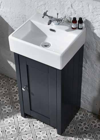 There is also a semi-countertop basin unit which allows Lansdown to be assembled in a run with a worktop for a more fitted furniture look.