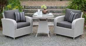 x Lounge Armchairs with Full Seat Cushions, 1 x Low Square Bistro Table. 1 Relax & Enjoy!