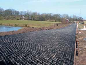 BODPAVE 85 is an interlocking cellular porous paving system for ground reinforcement which can be installed with either a grass or gravel filled surface.