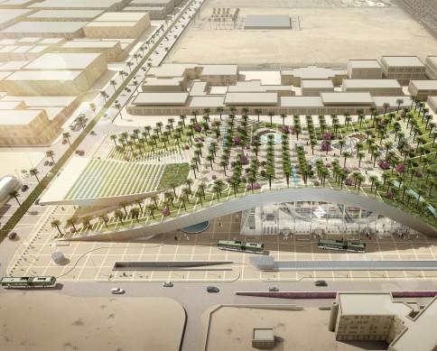 A symbiosis is formed between the two: the dune park benefiting from accessibility by public transportation, while the Olaya Metro Station gains a significant destination in the form of the gardens.