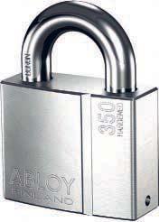 PL350, PL350/50 STEEL PADLOCK Grade 5 Case-hardened steel body provides tough protection for high security applications, including: containers, train wagons, trucks, lorries,
