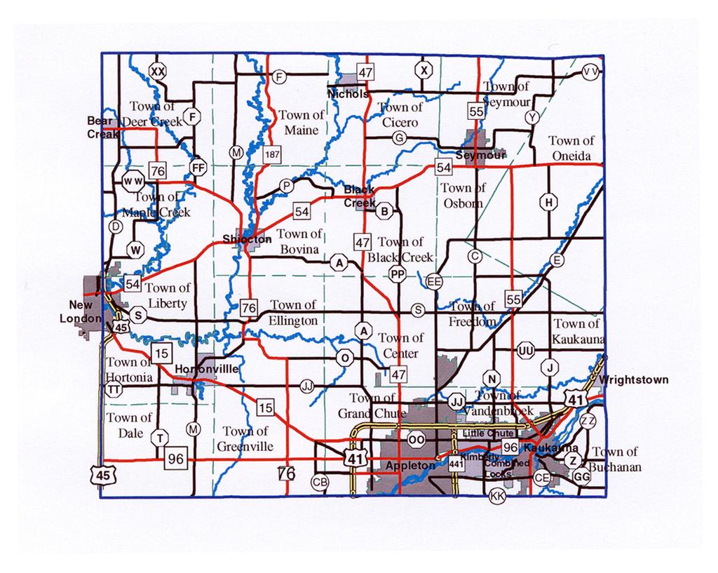 1.0 INTRODUCTION Where is the Town of Hortonia? The Town of Hortonia is located in west central Outagamie County, Wisconsin, between Hortonville and New London.