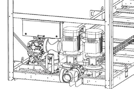 Optional Integrated Pump Package Installation Mechanical On chiller sizes 090, 105, 125 and 250 standard efficiency; the suction pipe is not installed on the pump flange for