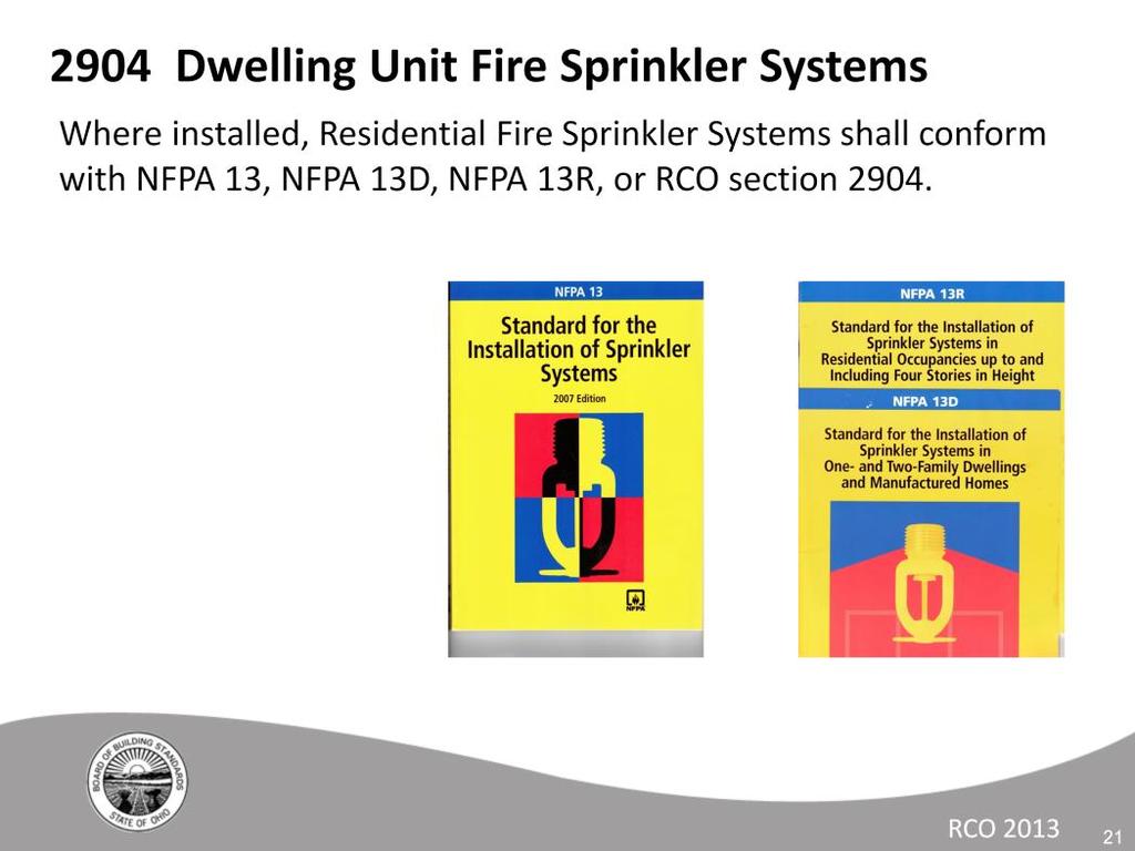 If sprinklers are to be installed in all or part of a dwelling, garage or accessory