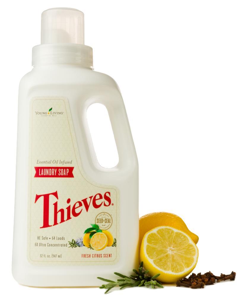 THIEVES LAUNDRY SOAP Plant-based formula Gently and naturally washes clothes Cleans clothes without chemical or synthetic residue Free from SLS, dyes, petrochemicals, formaldehyde,