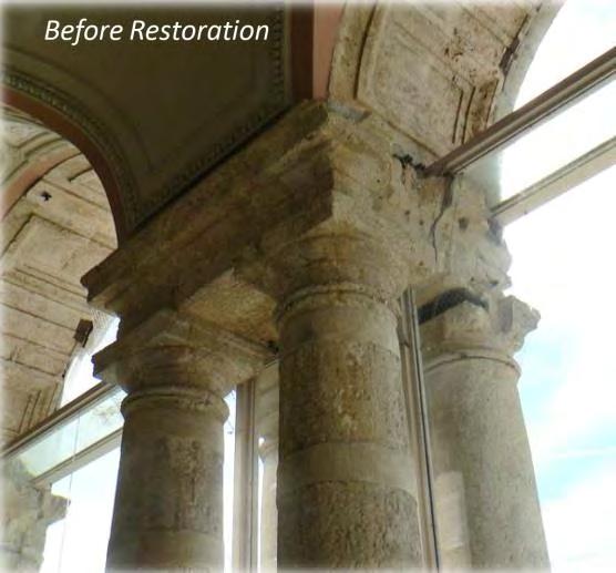 Vizcaya Museum & Gardens Restoration Excellence AFTER AFTER Arches, Capitals, Cornice &