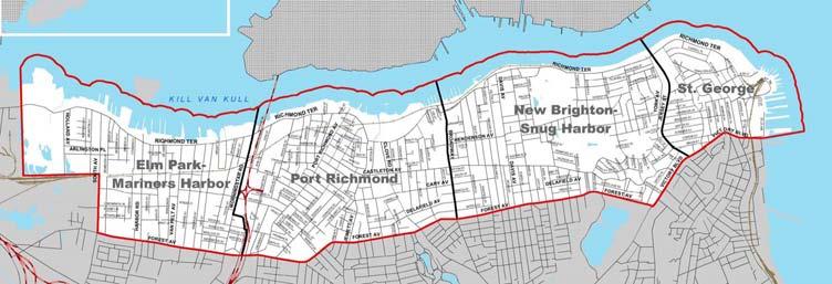 Journey to Work Mode (Census 2000) Elm Park-Mariners Harbor 46% Drive alone 32% Public Transportation 5% SI Ferry New Brighton-Snug Harbor 43% Drive alone 36%