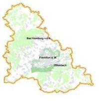 7 administrative districts, 6 cities, the federal state Hessen, planning