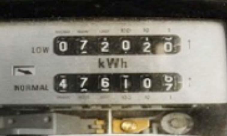 Meter reading: 476106 kwh Dial Meters