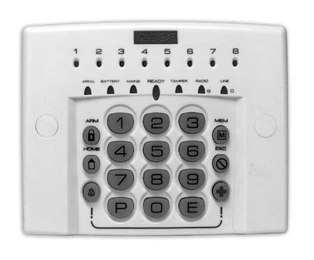 Keypad The ECO8x keypad provides important visual and audible indications and is the main interface for operating and programming the control panel.