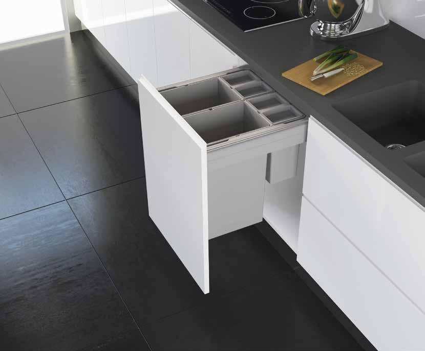 Functional built-in waste management The 560 Waste Program is a built-in waste management program that combines both functionality and design to suit residential and commercial kitchen spaces.