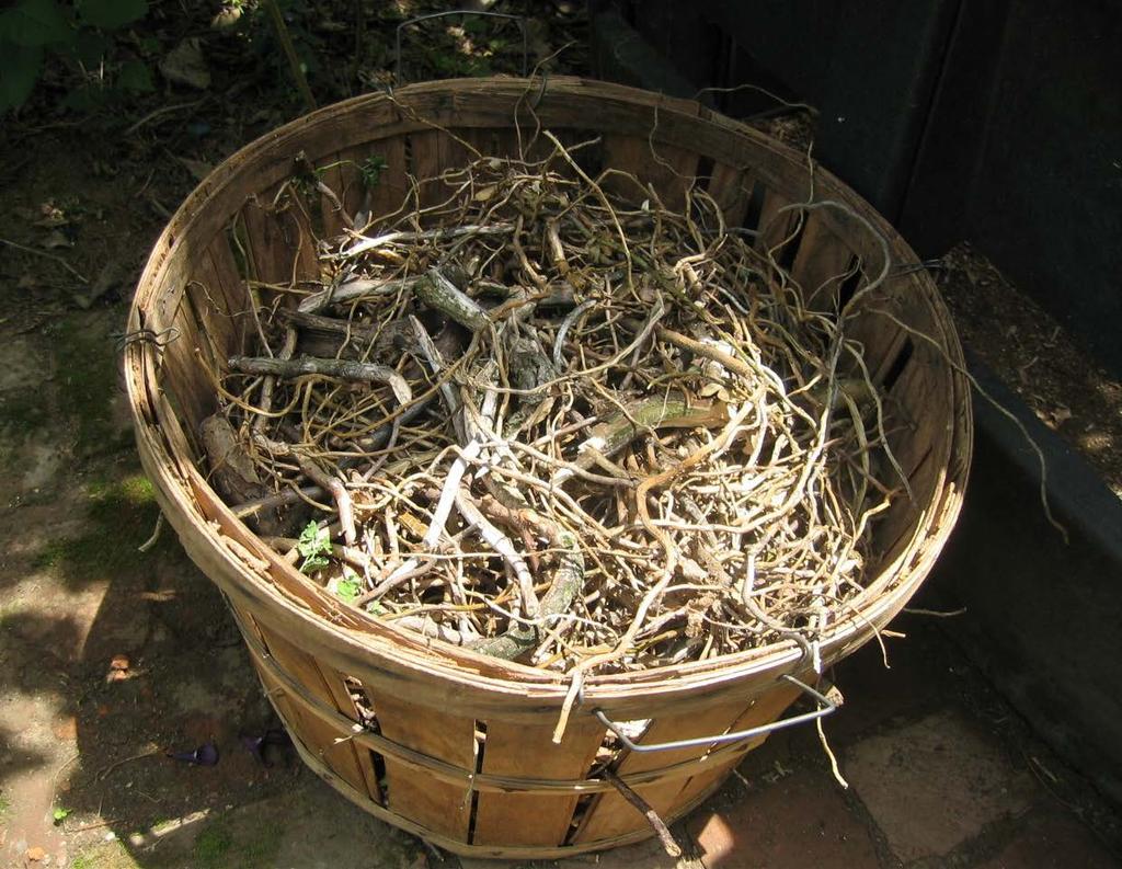 Build your pile Start building your compost pile with a layer of sticks and branches to promote drainage and