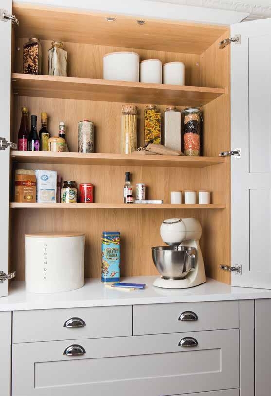 New England Pantry simple & functional 26mm light oak shelving allows you to both visualise and organise your