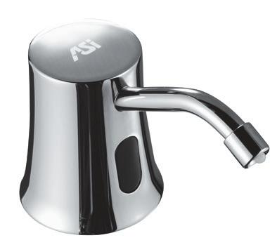 20333 AUTOMATIC DECK MOUNTED SOAP DISPENSER Constructed of polished type 304 stainless steel on exposed surfaces with battery-operated, hands-free