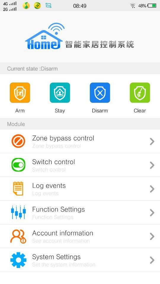 Chapter VIII Mobile APP Management The alarm control panel support IOS&Andriod mobile remote control.