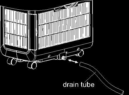 13 Connect the drain tube supplied to the water outlet as shown and locate the other end into a drain. The drain tube may be extended by adding an extension tube and using a suitable connector. FIG.