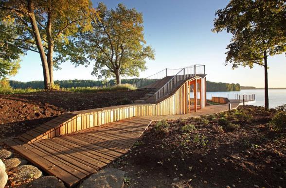 Viewpoint on Pedreira do Campo, Açores, Portugal Arch.: M-arquitectos, 2012, Mat.: Wood Walkway and viewpoint lie on a particular geological site, located in Vila do Porto, Santa Maria Island.