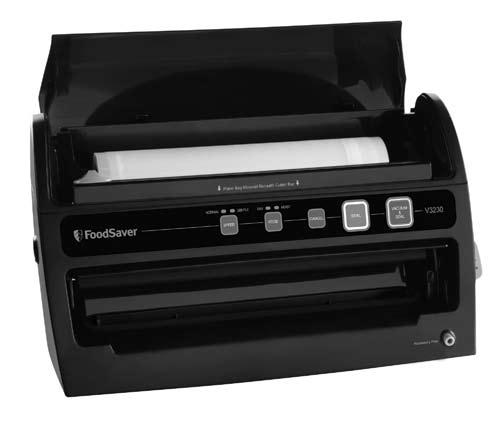FoodSaver V3200 Series 1 2 CrushFree Speed Adjustable Instant Seal Settings Food Settings Button 3 4 Vacuum & Seal Button A. Roll Storage (Under lid.) Features B. Appliance Control Panel C.
