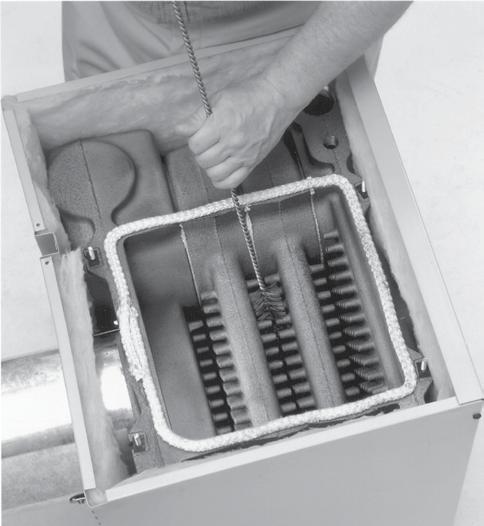 Detailed service procedures Cleaning boiler flueways Make sure all electrical connections to boiler are turned off and wait until boiler is warm, not hot, before cleaning.