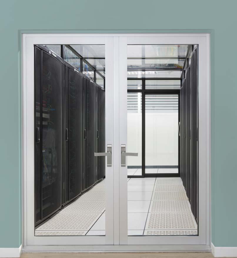 Interior Doors Aluminum Layering access control in the core of the building Application: Aluminum narrow stile doors to server room Retrofit projects require electromechanical products that provide