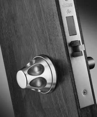 Available as sectional trim, the antiharm knob features recessed finger holes for a better grip and the reliability of the ML2000 ANSI/BHMA grade 1 mortise lock.
