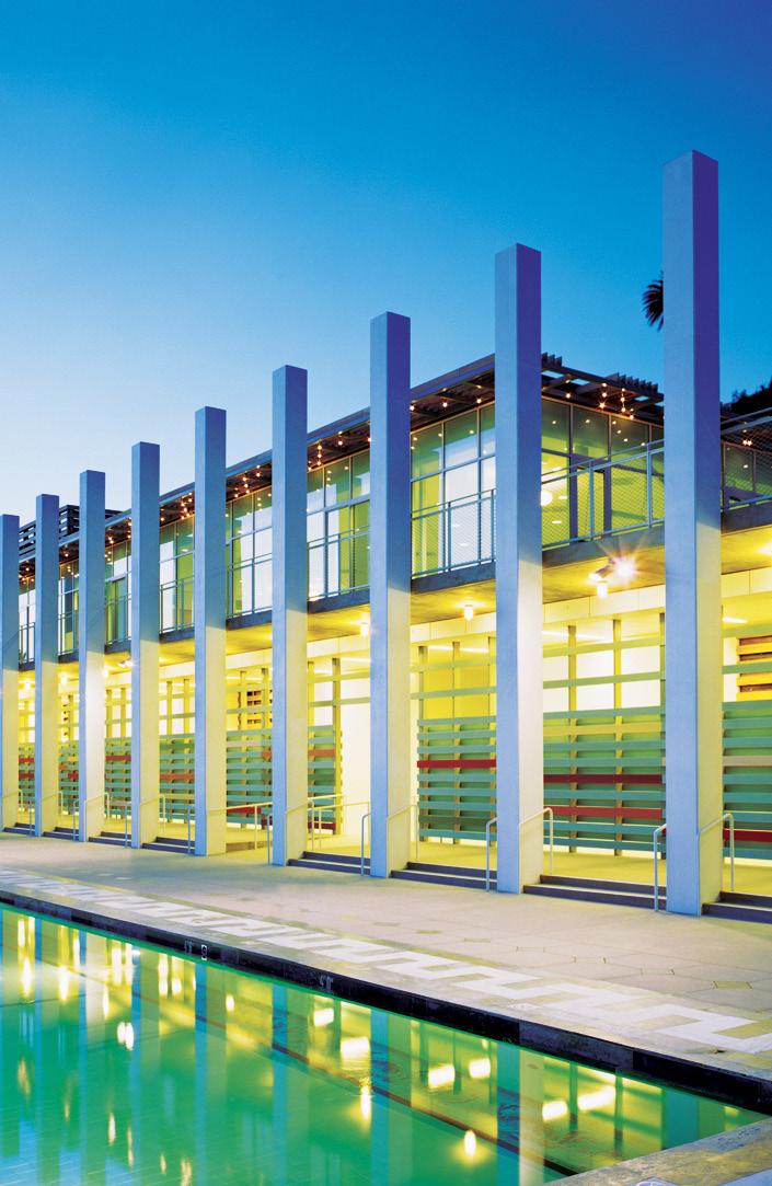Iconic white columns of the Pool House reinterpret the