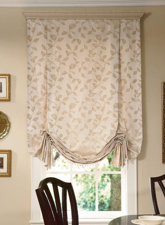VENICE SHADE Outside Mount only. Fullness at bottom of shade remains when fully extended. Works best with fabrics that drape easily and hold even folds.
