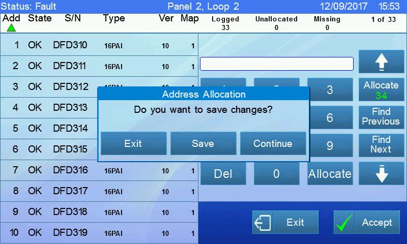 Touch Exit to leave the allocation menu without saving any changes.