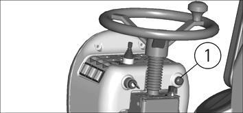 HORN The machine is equipped with a horn, press push button (1) to use it. BRAKE To stop the machine during normal working situations, release the accelerator pedal.