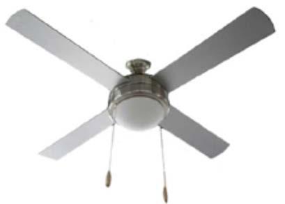 ceiling fan, MATERIAL: steel, copper, glass, plywood, 120V/60Hz, Wall Control and G9 bulb included.
