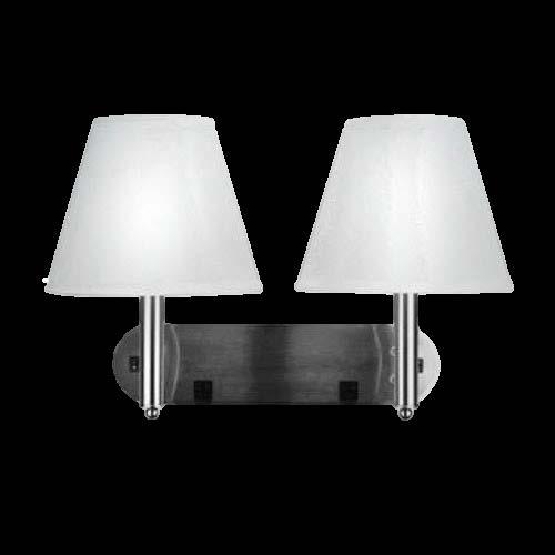 Wall Diffuser Light Wall Diffuser Light. 10.25in height x 14.75in wide. Shiny brushed nickel accents with white powder coated backplated. White glass diffuser. Lamping: GU24 x 2 PL bulbs.