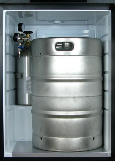 Keg Configuration The Kegco HS-309 Kegerator is large enough to fit one full-size keg and a dispense system including a 5 lb CO2 tank.