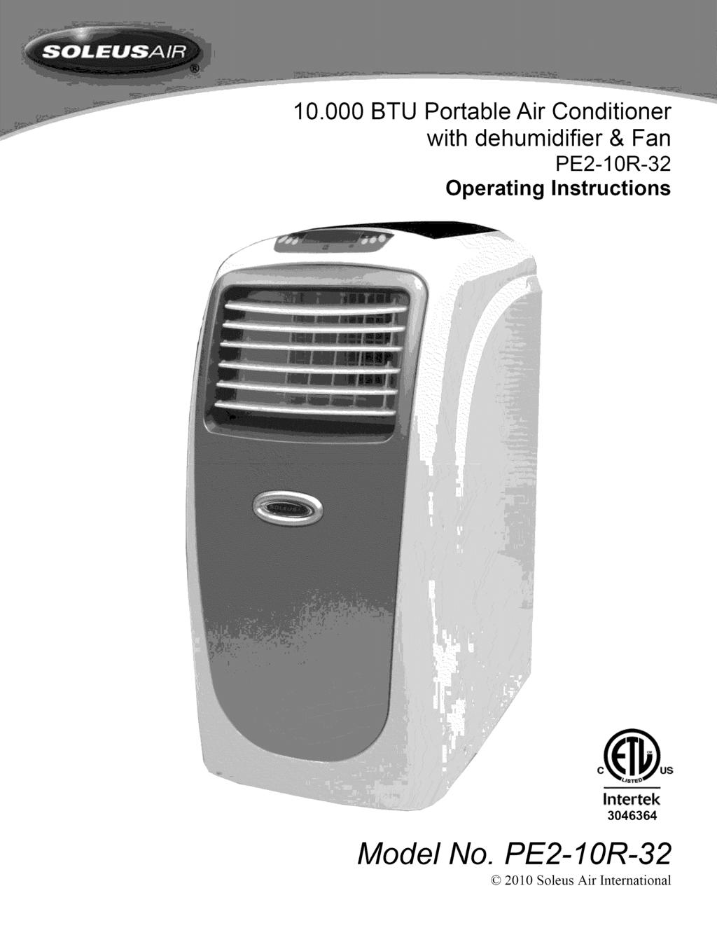 10.000 BTU Portable Air Conditioner with dehumidifier & Fan PE2-10R-32
