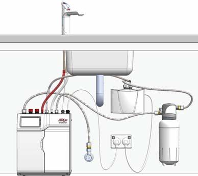 Section 4 Filter / Softener Option As an optional accessory, an external filter / Softener may be fitted to reduce the incidence of scale build up in the hot tank. 4.1 Mounting the filter head Choose a suitable location, (cupboard back or side wall) within the reach of the braided hoses.
