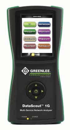 Multi-Service Network Analysers www.greenleecommunications.com DataScout DS1G The DataScout 1G is a multi-service handheld tester capable of testing Gigabit Ethernet, Y.