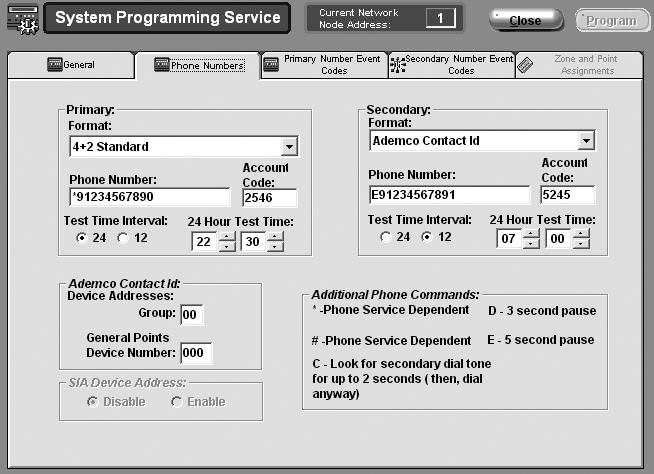 Programming Phone Numbers Tab Point Reporting, Receive/Transmit - Select when the UDACT-2 will receive messages from the panel, and will transmit a response back to the panel.