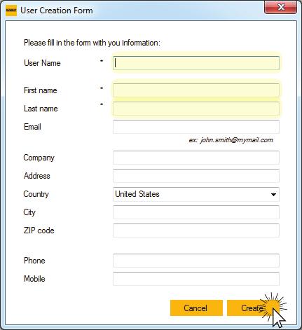 Enter the required user information and click